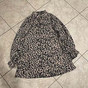 Missguided Leopard Shirt Dress with Frill Cuff